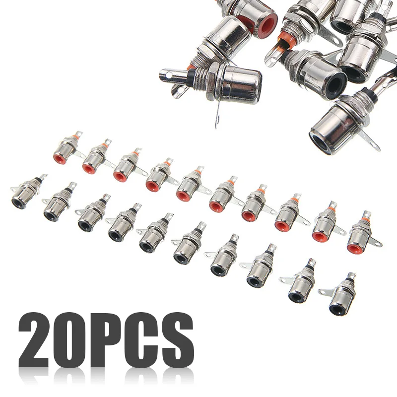 Mayitr 20 шт. красный + черный RCA монтажный разъем для панели профессиональный