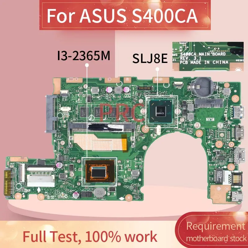 asus s400ca s500c s400c s500ca drive sr0u3 slj8e ddr3 rev.3.1 placa-mãe Placa-mãe para notebook - Imagem 2
