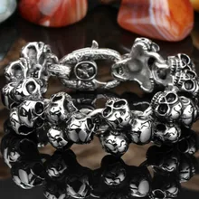 Браслет с черепами в стиле панк Domineering мужской ночной клуб хип хоп мужские браслеты хипстер индивидуальное, из титановой стали ювелирные изделия