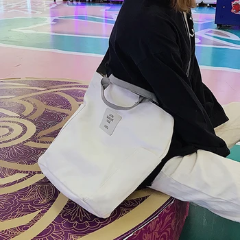 

Women Lightweight Causal Daily Adjustable Strap Shoulder Bag Zipper Large Capacity Wear Resistant Canvas Handbags Korean Style