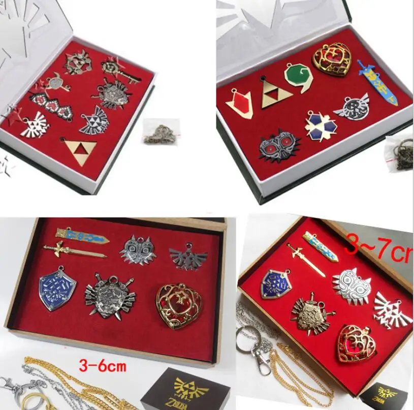 Легенда о Зельде Triforce Hylian Shield& Master брелок в виде меча Ожерелье Подвески Брелок коллекция оружия коробка Косплей Реквизит
