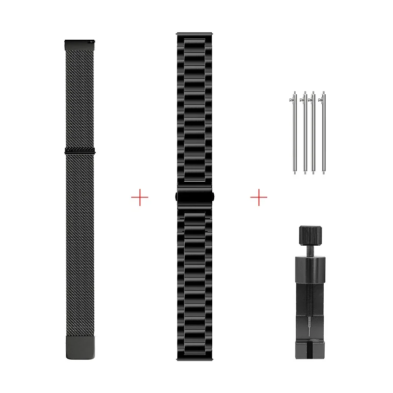Black Ремешок из нержавеющей стали для samsung Galaxy Watch 42 мм 46 мм gear Spor/S3/S2 металлический сменный браслет на запястье 18 мм 20 мм 22 мм - Цвет ремешка: Black