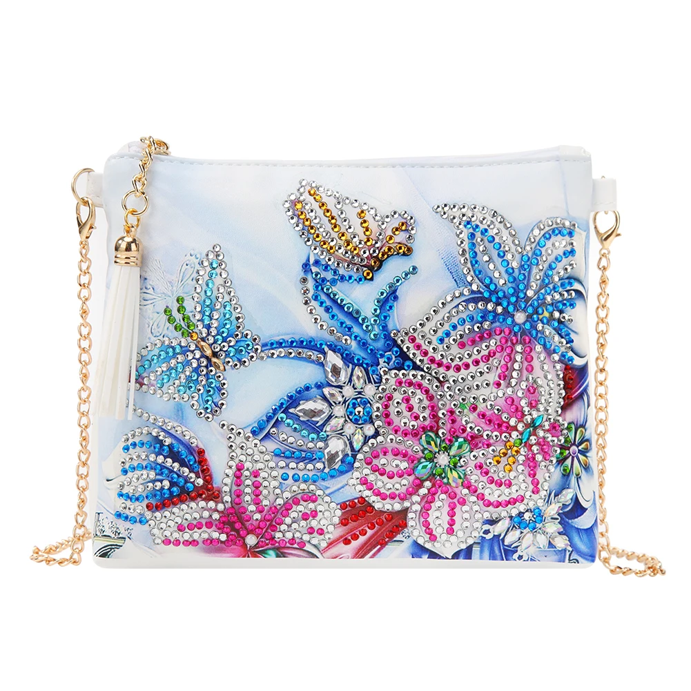 5D DIY Diamond Painting Peafowl Butterfly Flower Leather Crossbody Chain Bags DIY Diamond Embroidery Bag Wallet Pouch - Цвет: 15