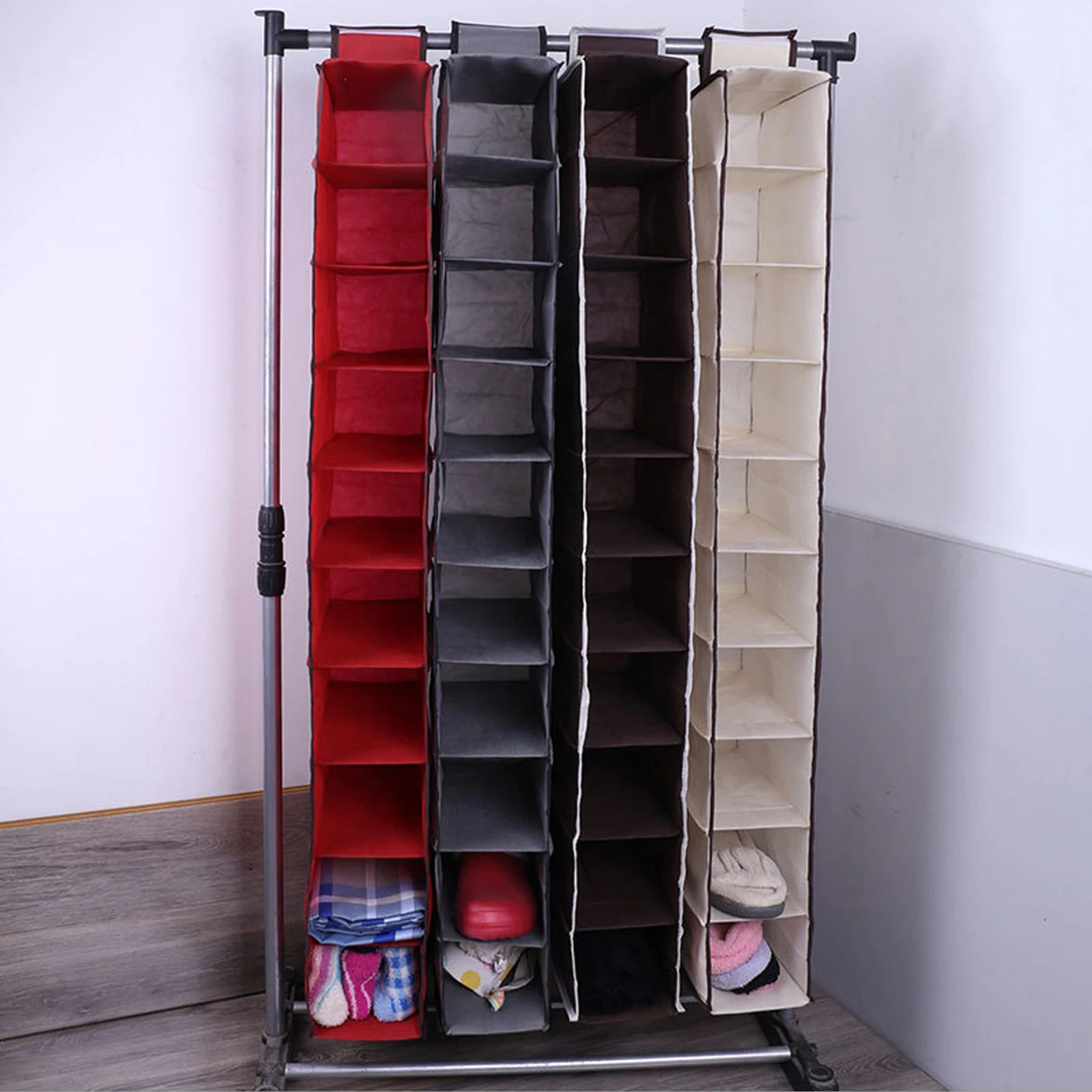 Non-woven Folding Hanging Bag 10-layer Large Capacity Sorting Simple Style Storage
