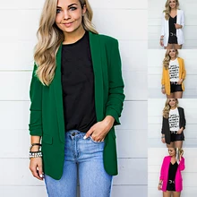 MoneRffi Блейзер Женский офисный женский костюм для работы солидного размера плюс блейзер с длинным рукавом Повседневный тонкий пиджак пальто Mujer Блейзер Femme