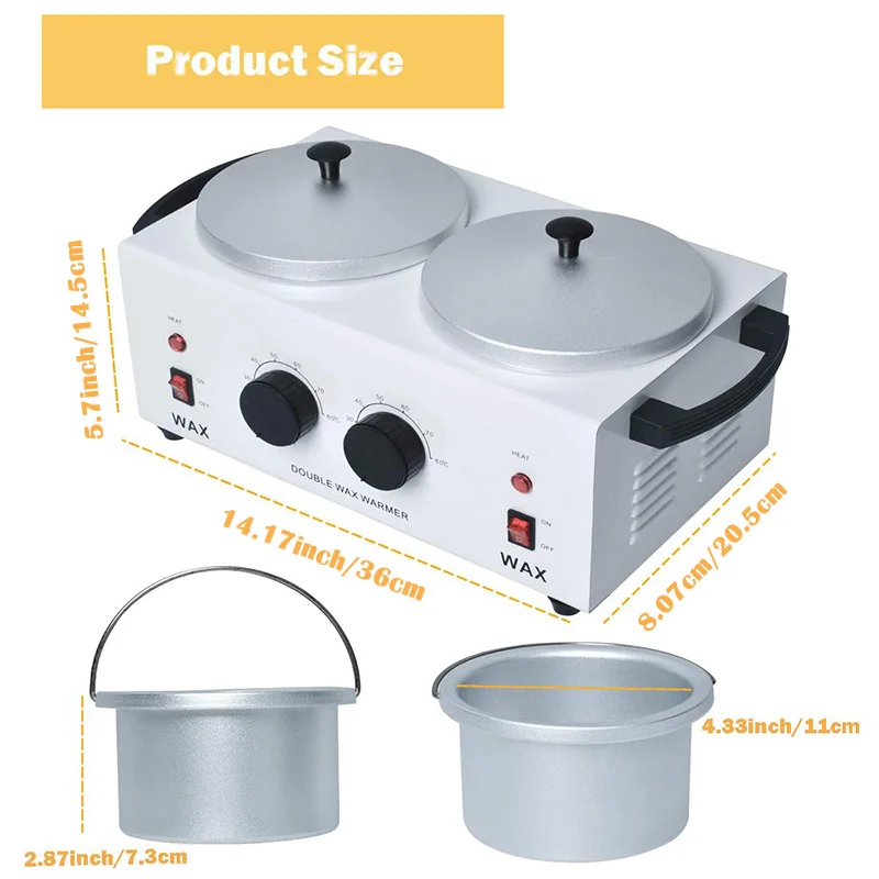 Double Wax Warmer Electric Wax Warmer Professional Machine for Hair  Removal, Wax Heater for Paraffin Facial