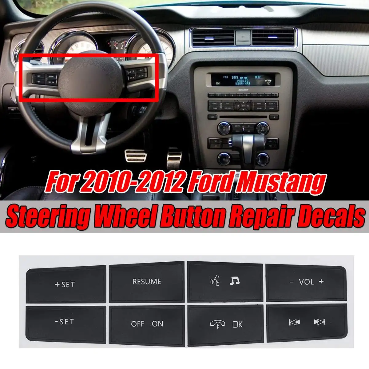 Matte Black Car Steering Wheel Switch Control Button Repair Sticker