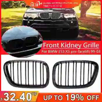 

Pair Gloss Matte Black Front Kidney Grille Grills Double Slat For BMW E53 X5 1999 2000 2001 2002 2003 Car Styling Racing Grills