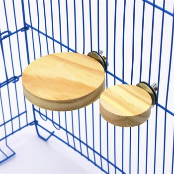

Stand Board Platform Rack Rectangle Squirrel Cage Wooden Plate Toys Bird Parrot Wood Round Platform Stand Rack Pet Products