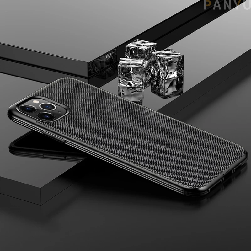 

Phone Case For iPhone 11 Pro X XS XR Max 8 7 Plus Luxury PC Hard Shockproof Anti-Fall nylon Back Shell Microfiber Soft TPU Cover