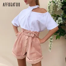 Affogatoo Casual summer pink shorts women Elegant Hollow out spring shorts Vintage party fashion holiday ladies bottom shorts Affogatoo Casual summer pink shorts women Elegant Hollow out spring shorts Vintage party fashion holiday ladies bottom shorts