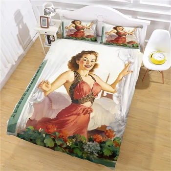 

Home Textiles Store Duvet Cover Set Double Bed 3d Comforter Beauty with Red Dress Personnalisable Luxury Bedding Full Size