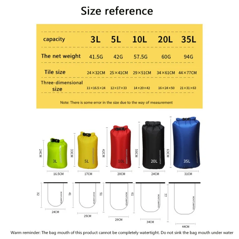 3/5/10/20/35L Dry Bag Sack 30D Nylon Ultralight Drifting Swimming Clothes Storage Bag Pack Waterproof Rafting Kayaking Sport Bag 5