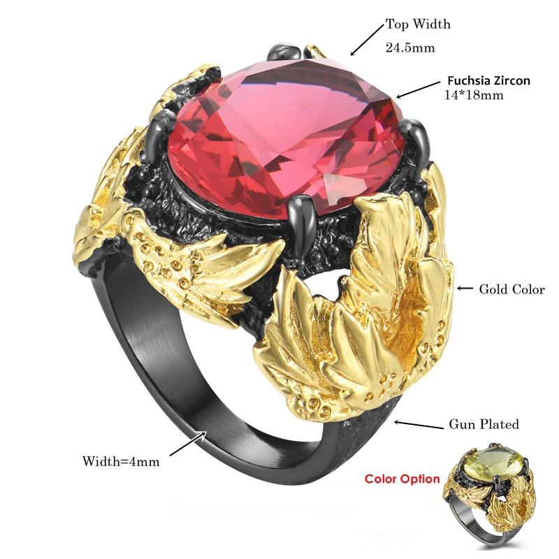 Amazing Ring  With Big Oval Olivine/Fuchsia Zircon Luxury Index Rings Female Jewelry Jewellery