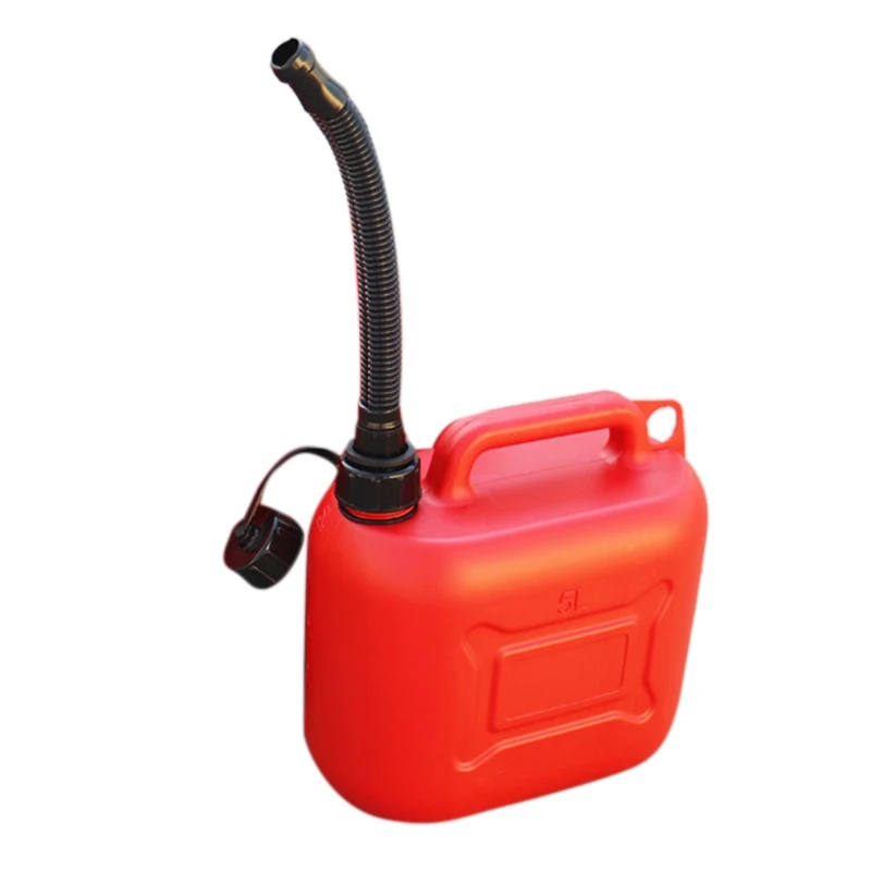 5L Car Fuel Tank Can Spare Plastic Petrol Gas Container Anti-Static Fuel Carrier with Pipe for Car Travel