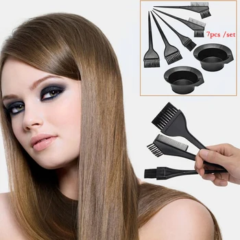 

7Pcs /Set Hair Dye Colouring Brush Comb Black Plastic Mixing Bowl Barber Salon Tint Hairdressing Color Styling Tools Dropship