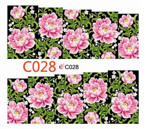 C028 1 шт. водяные накладные ногти и Наклейки полное покрытие DIY 4 разноцветные цветы для маникюра ногтей Водные Наклейки салонные инструменты для красоты - Цвет: C028