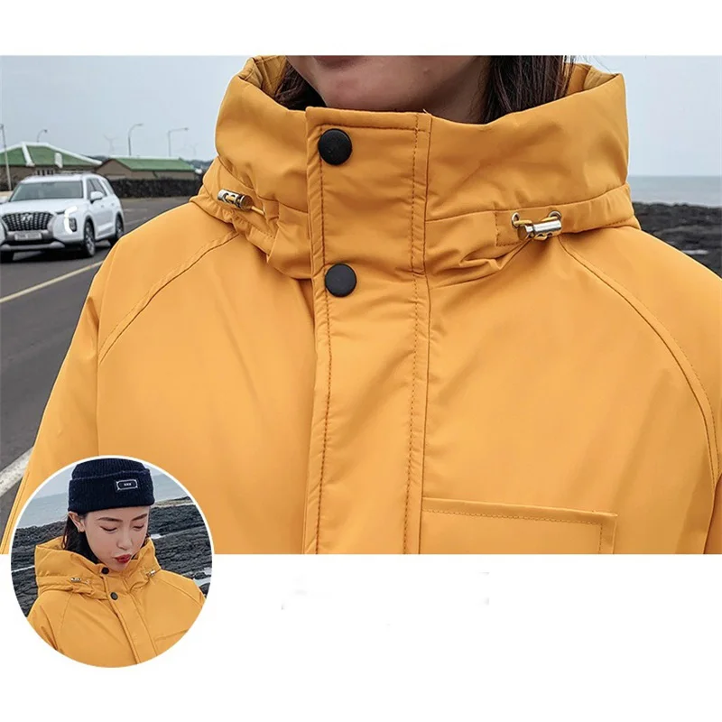 HAPEDY Harajuku куртка с капюшоном парка зимняя куртка женская короткая стильная зимняя новая корейская шляпа Свободное пальто