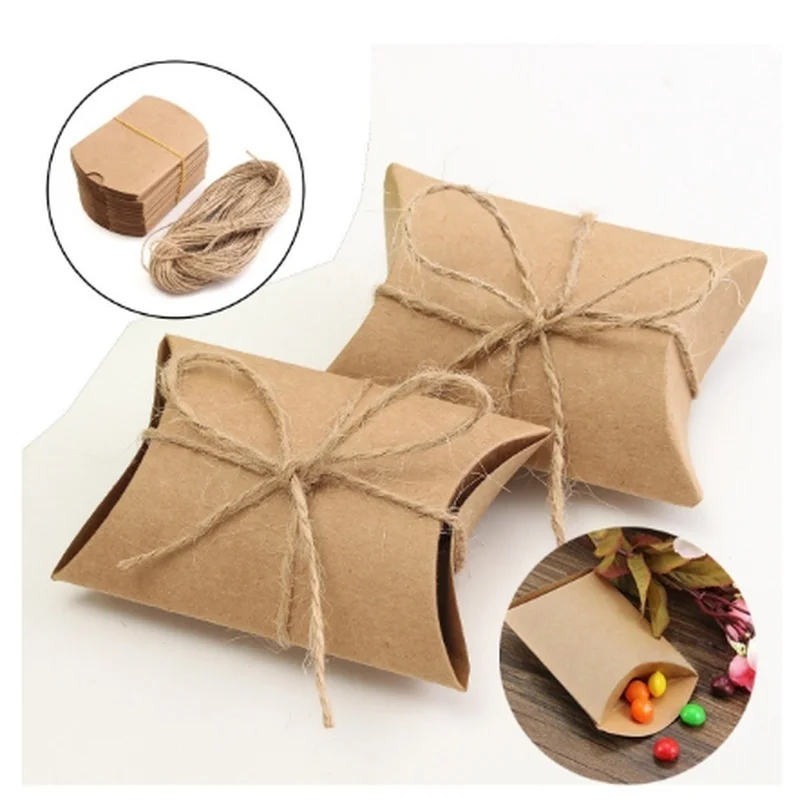 50 шт. модная коробка для конфет из крафт-бумаги с веревкой, свадебные подарки, вечерние подарки