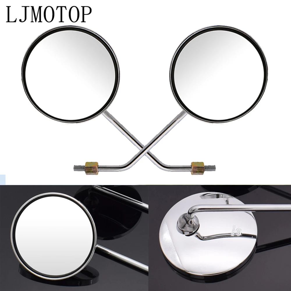 Motorcycle Rear View Mirror 8mm 10mm Side Round Silver For Kawasaki NINJA 250R ZX636R 400R GTR1400 ZX14R Z1000SX | Автомобили и