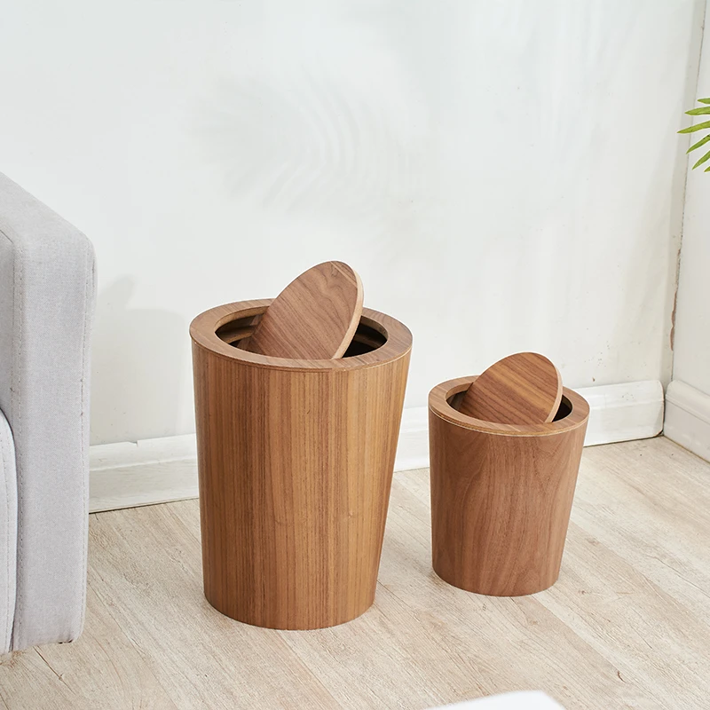 Nordique bois poubelle poubelles bois cuisine chambre minshuki poubelle  salle de bain bac de rangement | AliExpress