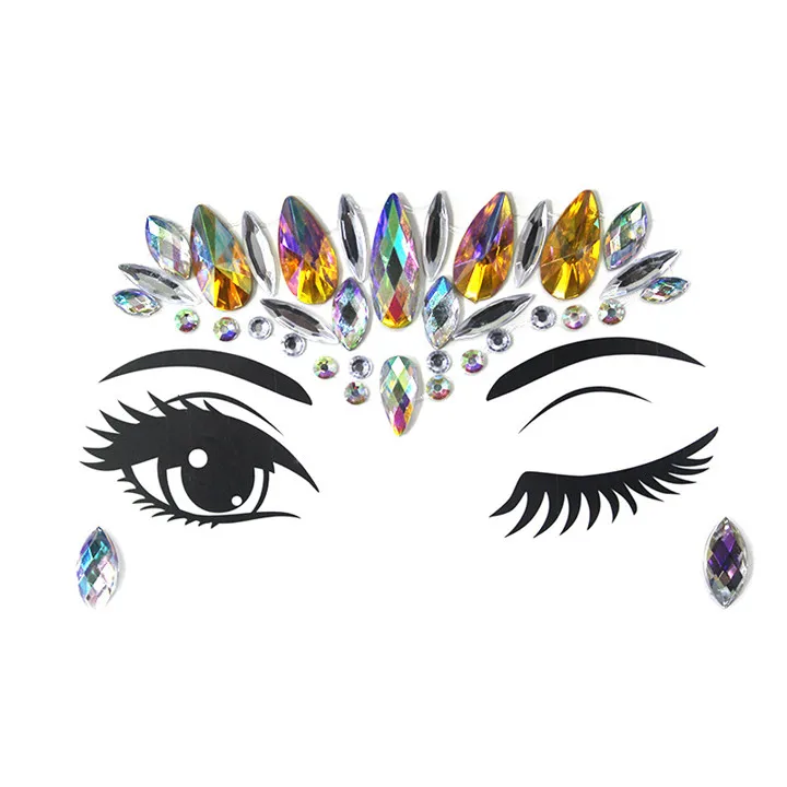 8  Colorful Rhinestone Face Stickers For Women Party Decor Face Eye Drill Stick Acrylic Face Sticker Diamond Crystal Drill Sticker