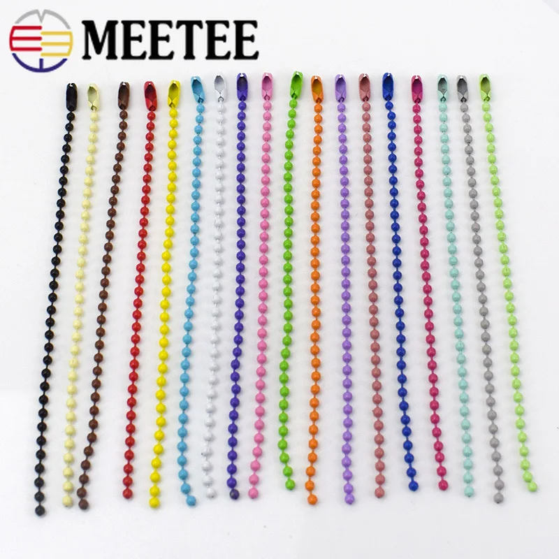 Meetee 100 шт 2,4 мм x 12 см металлическая цепочка с шариками, бисероплетение, самодельные ювелирные изделия, сумки ручной работы, брелки, пряжки, красочные аксессуары AP501