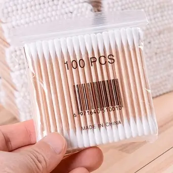 

1000Pcs Double Head Cotton Swab Wooden Stick Baby Beauty Makeup Sanitary Swab Stick Ear Cotton Swabs