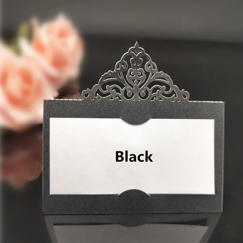 Лазерная резка 9*9 см 50 шт полые Свадебные настольные карты для свадьбы/вечеринки в честь рождения детей 7Z-SH873-50 - Цвет: black