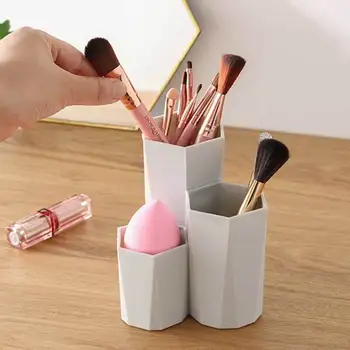 

3 Lattices Cosmetic Make-up Brush Storage Box Table Organizer Makeup Nail Polish Cosmetic Holder Make Up Tools Pen Holder Rack