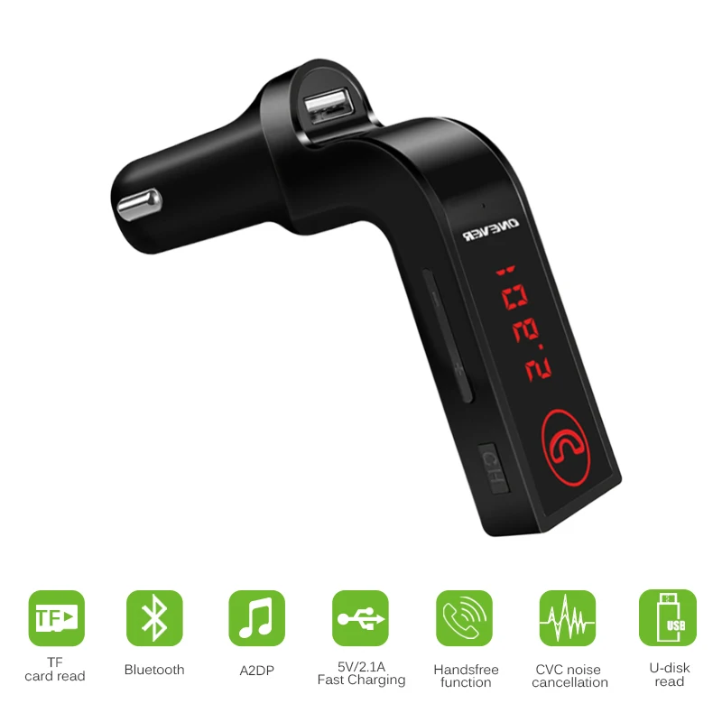 4 в 1 беспроводной Bluetooth FM передатчик модулятор Автомобильный комплект MP3 плеер SD USB lcd Автомобильный музыкальный плеер прочный - Название цвета: Черный