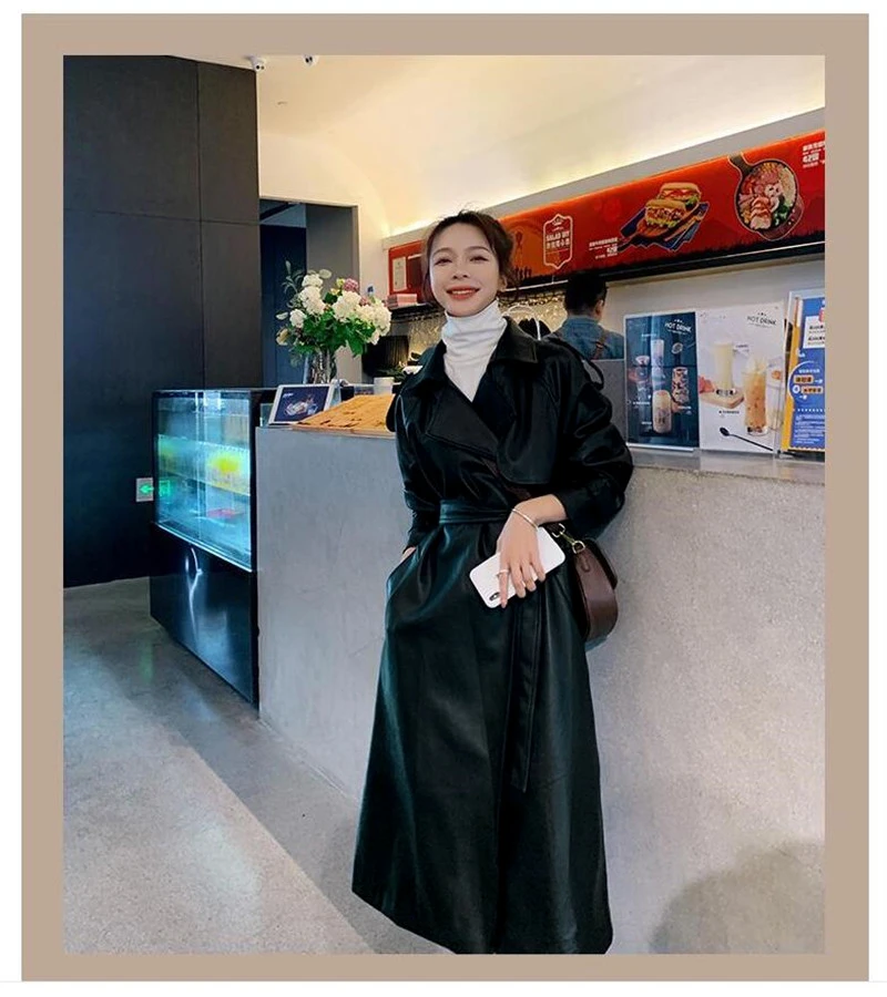 long bubble coat Nerazzurri Spring Black Oversized Long Waterproof Leather Trench Coat for Women 2021 Long Sleeve Loose Korean Fashion Clothing warmest winter coats for women