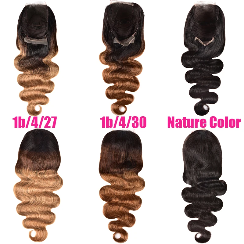 150 Density Peruvian Wig With 4x4 Lace Closure Wig Remy Glueless Body Wave Wig Honey Brown Ombre Human Hair Wigs For Black Women