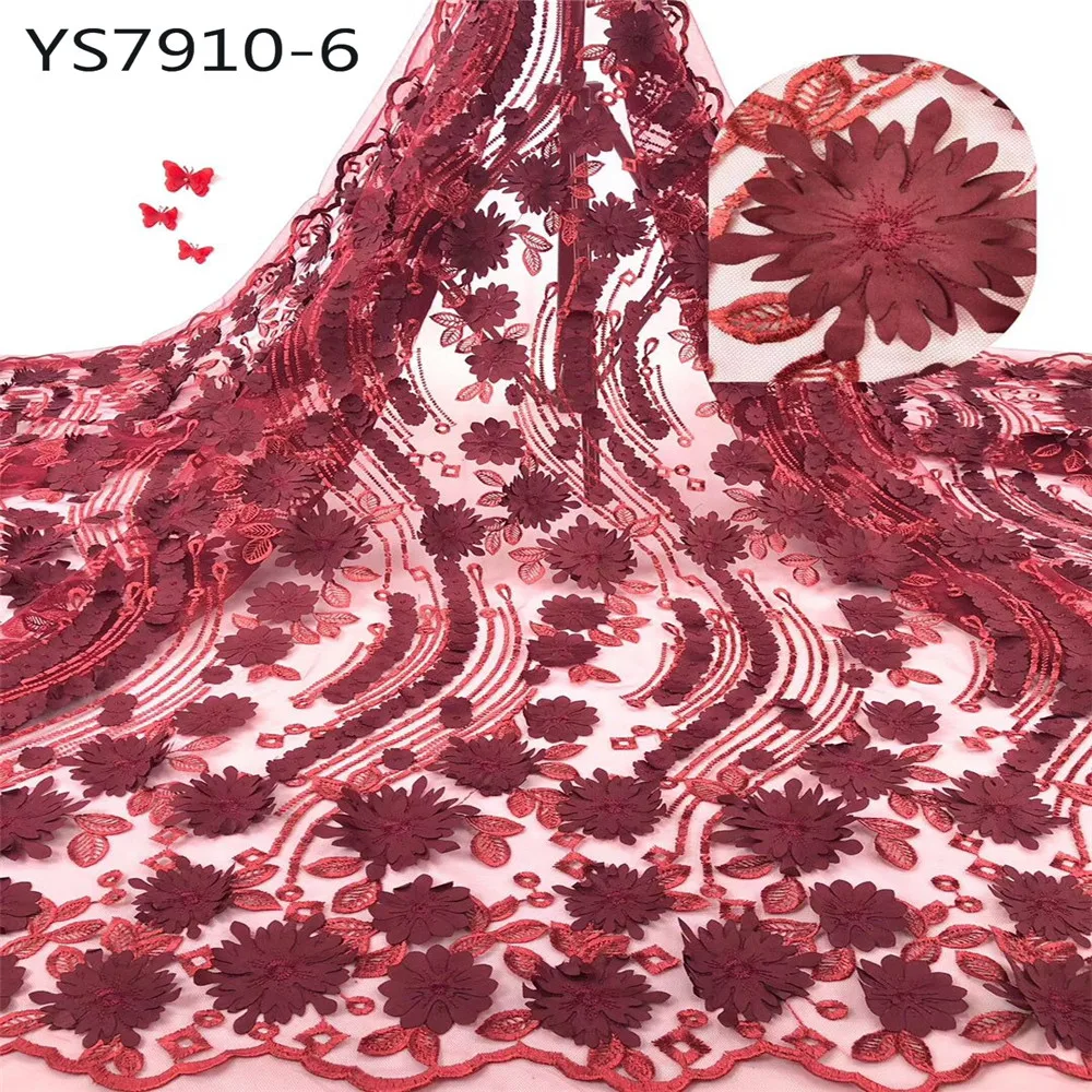 Заводская цена Красивая вышивка маленькие цветы 3D дизайн Дубай кружевная ткань для платья