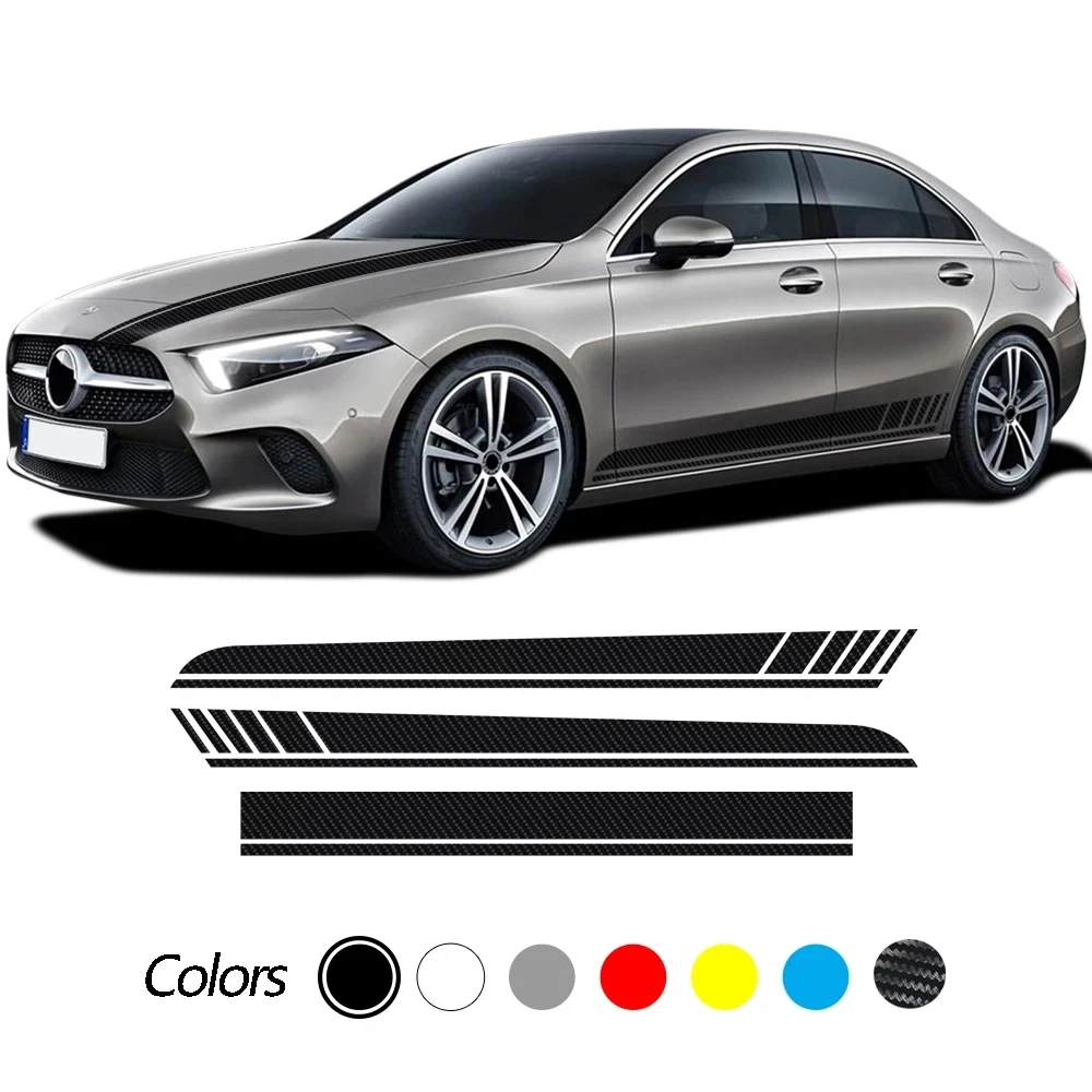 

Car Hood Decals Side Stripes Skirt Stickers For Mercedes Benz A Class W177 V177 A35 A45 A45S W176 AMG Accessories Edition 1 AMG