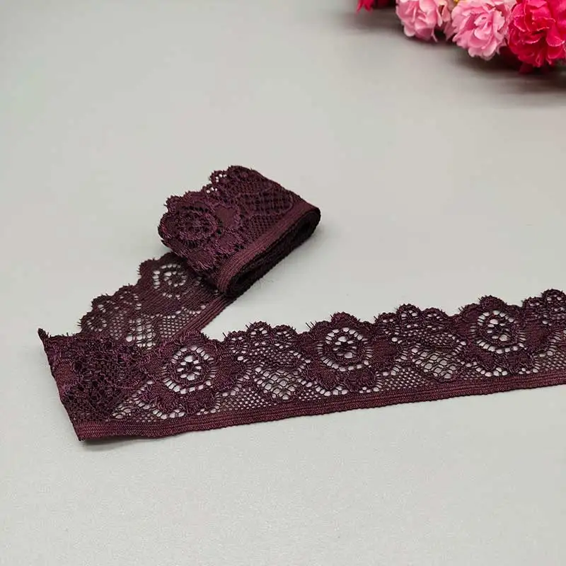 Lace Fabric Ribbon 2Yard 3.4CM Wide Elastic Stretch for DIY Craft Underwear Accessories