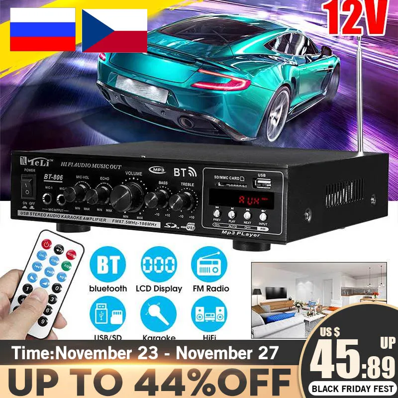 Усилитель мощности Hifi 2000 Вт стерео аудио bluetooth усилитель звуковая система для