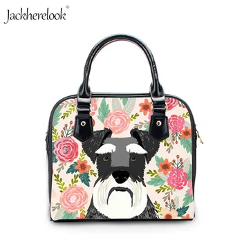 

Jackherelook Schnauzer/Labrador/Bulldog Dogs Print Women Handbag Leather Shopping Bags Husky Floral Flower Totes Messenger Bag