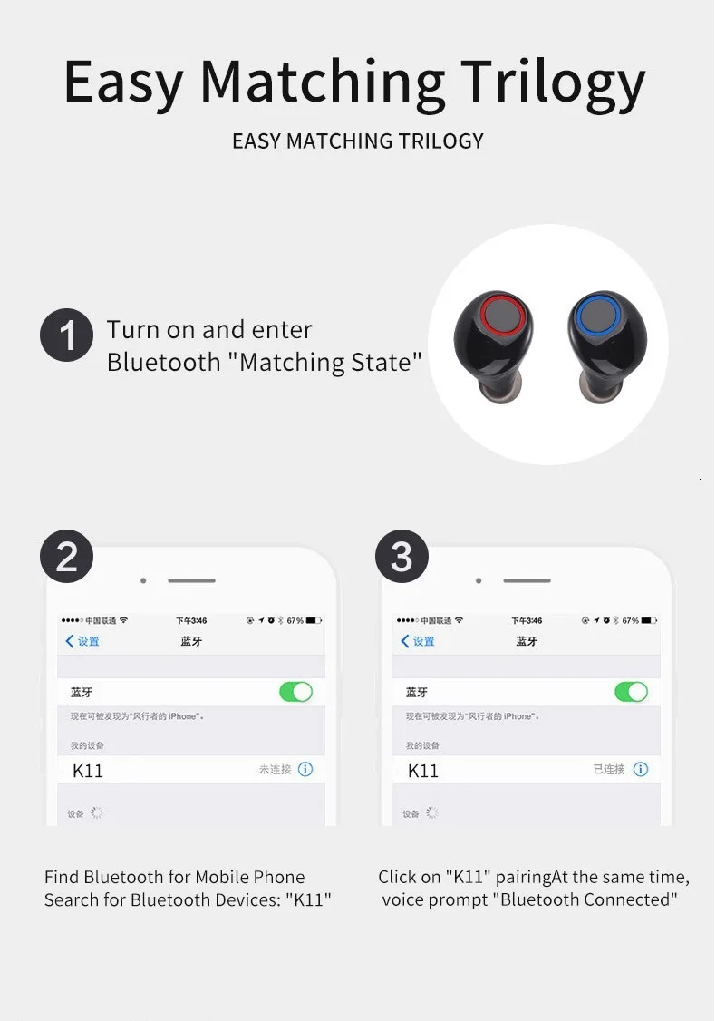 K11 беспроводные наушники Bluetooth 5,0 наушники мини TWS