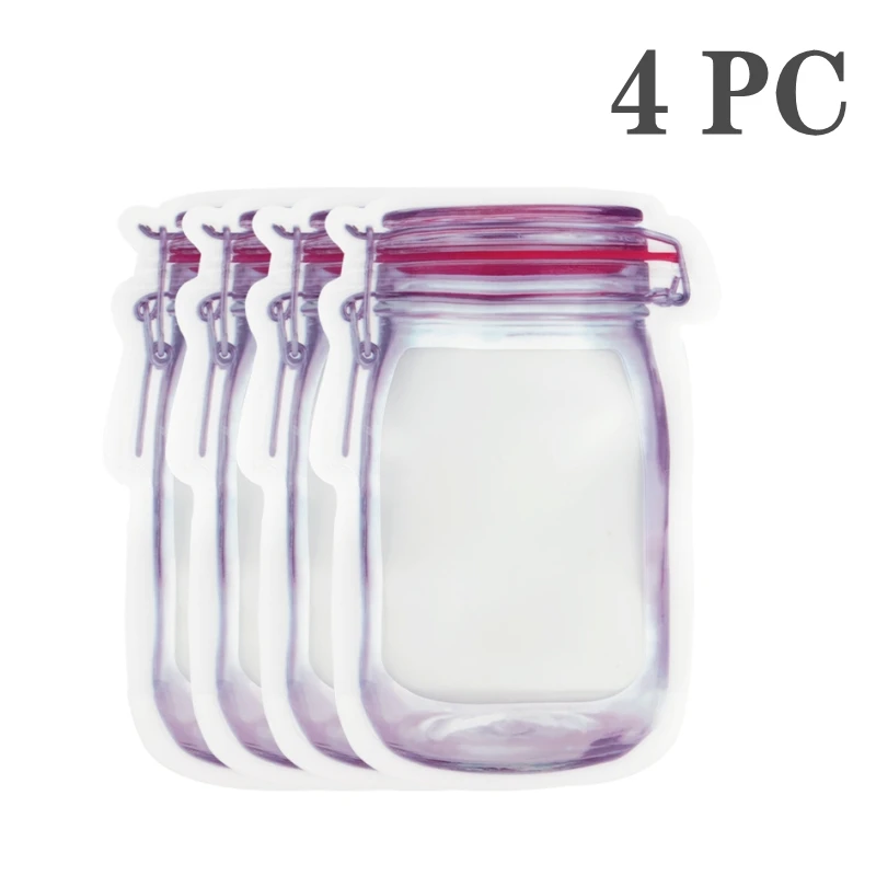 Reusable Mason Jar Design Ziplock Food Storage Bags for Snacks and Kitchen Organization