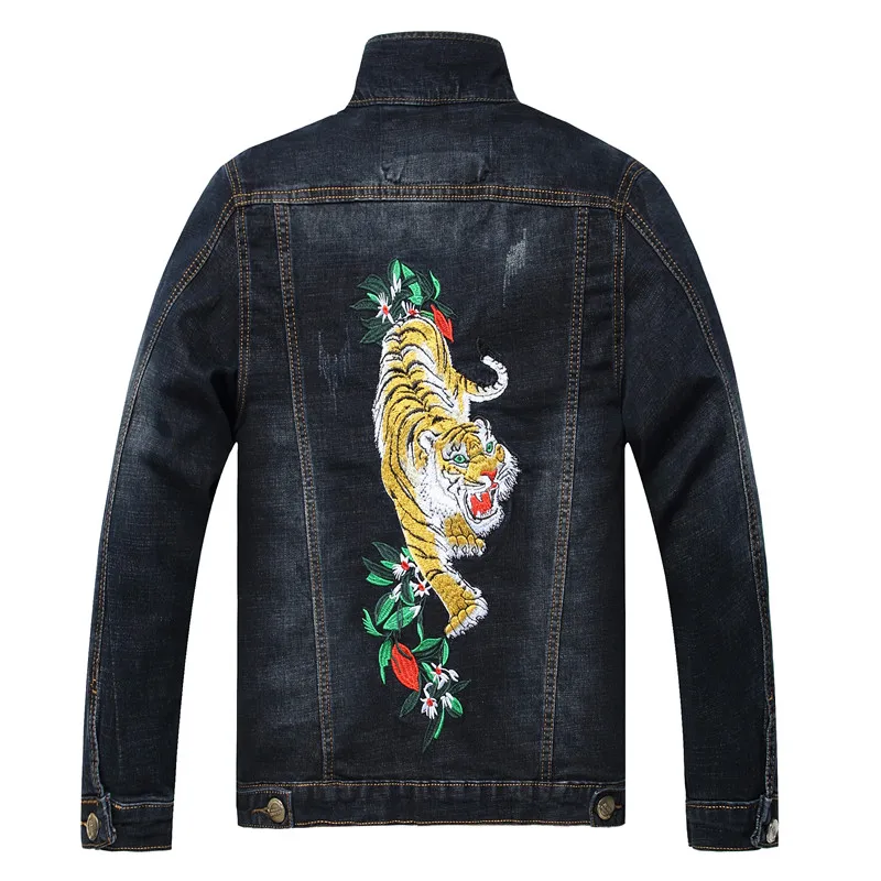 tiger embroidered denim jacket