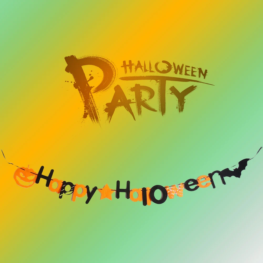 1 набор букв+ звезда+ тыква+ Флаги летучей мыши DIY двери подвесной фестиваль орнамент вечерние украшения баннер нетканый для Хэллоуина