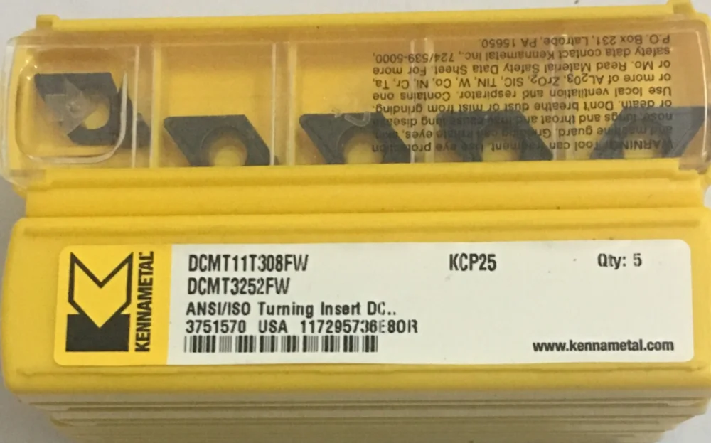 10 шт. KENNAMETAL карбидные вставки DCMT11T308FW KCP25