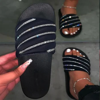 

New Summer Slippers Crystal Platform Women's Shoes Bling Fashion Comfortable Ladies Slides Casual Outdoor Beach Shoes Female