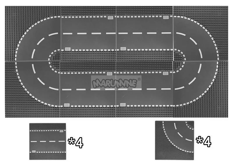 Marumine 32x32 дорожное покрытие доска блоки 2 шт./лот 7280 7281 классические DIY Кирпичи Базовая пластина городские дороги обучающая игрушка