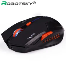 Игровая беспроводная мышь 2,4 ГГц 2400 dpi 6 кнопок USB мышь Эргономичный дизайн Черная Бесшумная мышь для ПК ноутбука