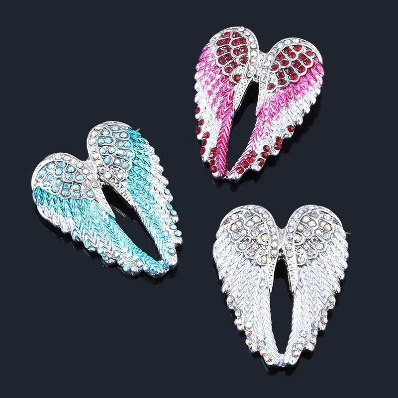 Crystal angel wings brooch