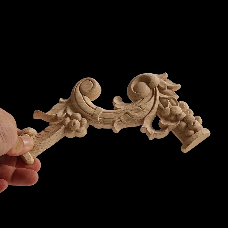Wood Appliques Corner Flower Exquisite Carving Natural Furniture Wooden Mouldings Vintage Unpainted Accessories Decoration Decal For ornament crafts,miniature ornament,wooden figurine crafts,resin crafts,wood figurines