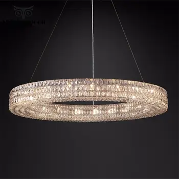 

Modern Dining Room Crystal Suspension Pendant Lights France Luxury Gold Kitchen Lighting Fixture Hotel Hall Hanglamp Luminaria