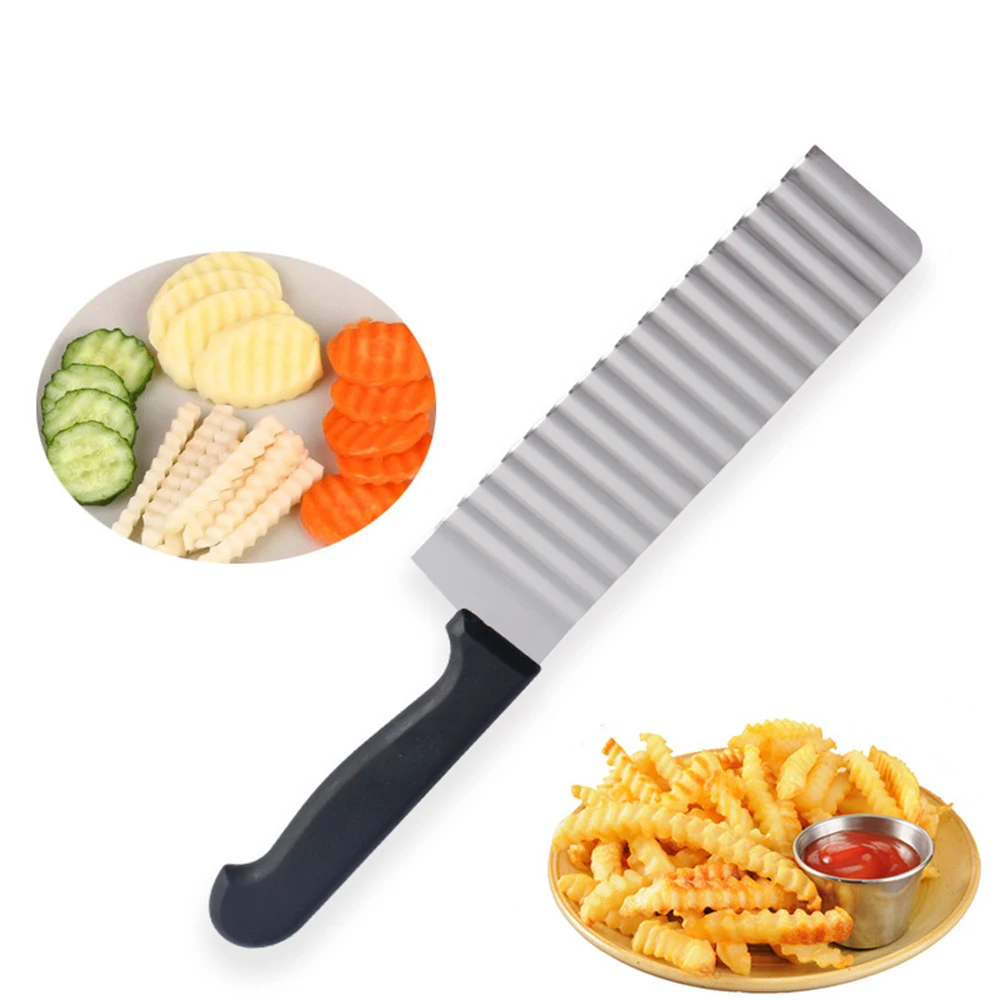 

Stainless Steel Potato Chip Slicer Radish Vegetable Fruit Crinkle Wavy Slicer Knife Potato Cutter Chopper French Fry Maker